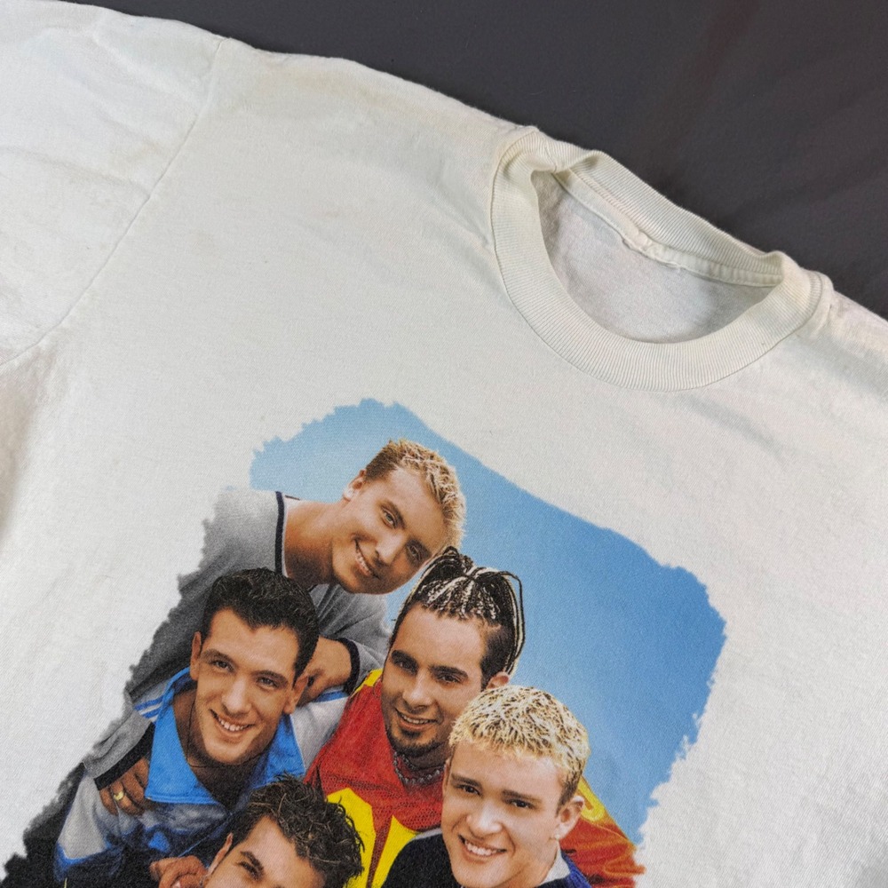 Vintage NSYNC Graphic T-Shirt White Boy Band Justin Timberlake 90s Y2K Large